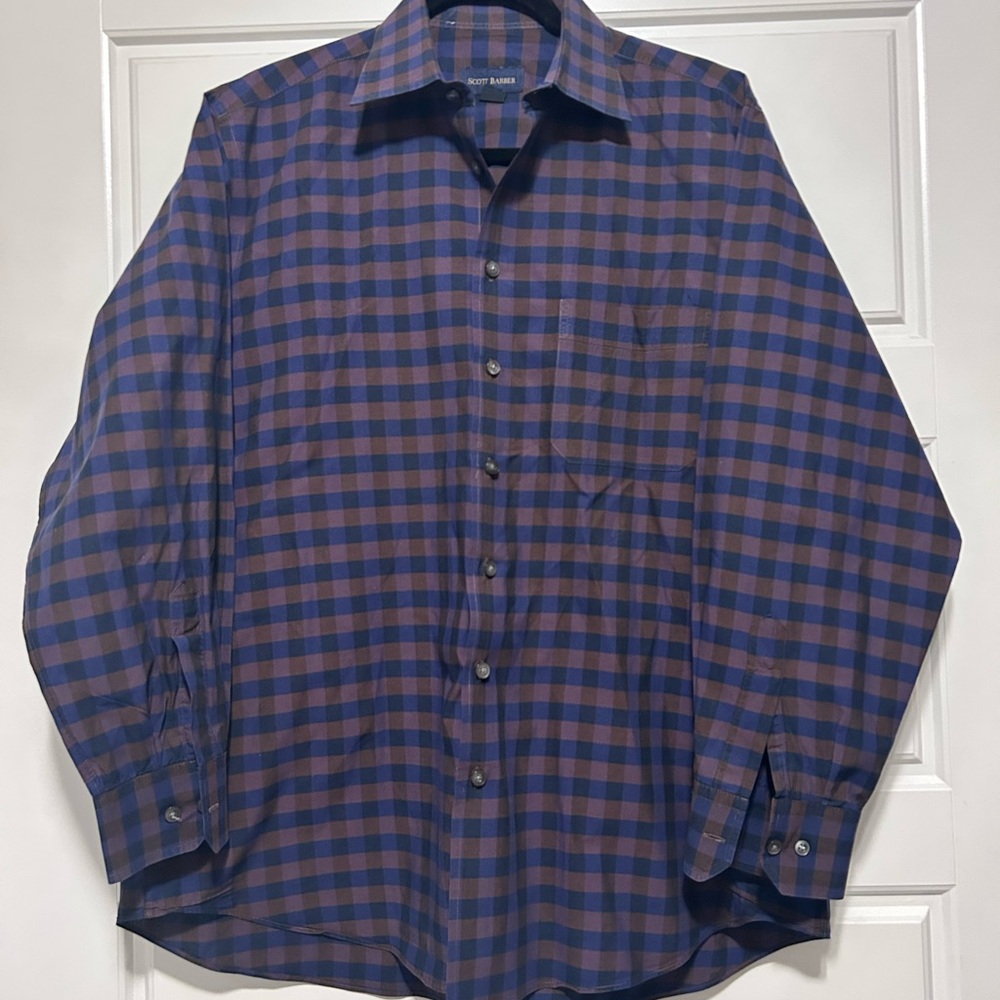 Scott Barber Purple and Brown Plaid Shirt